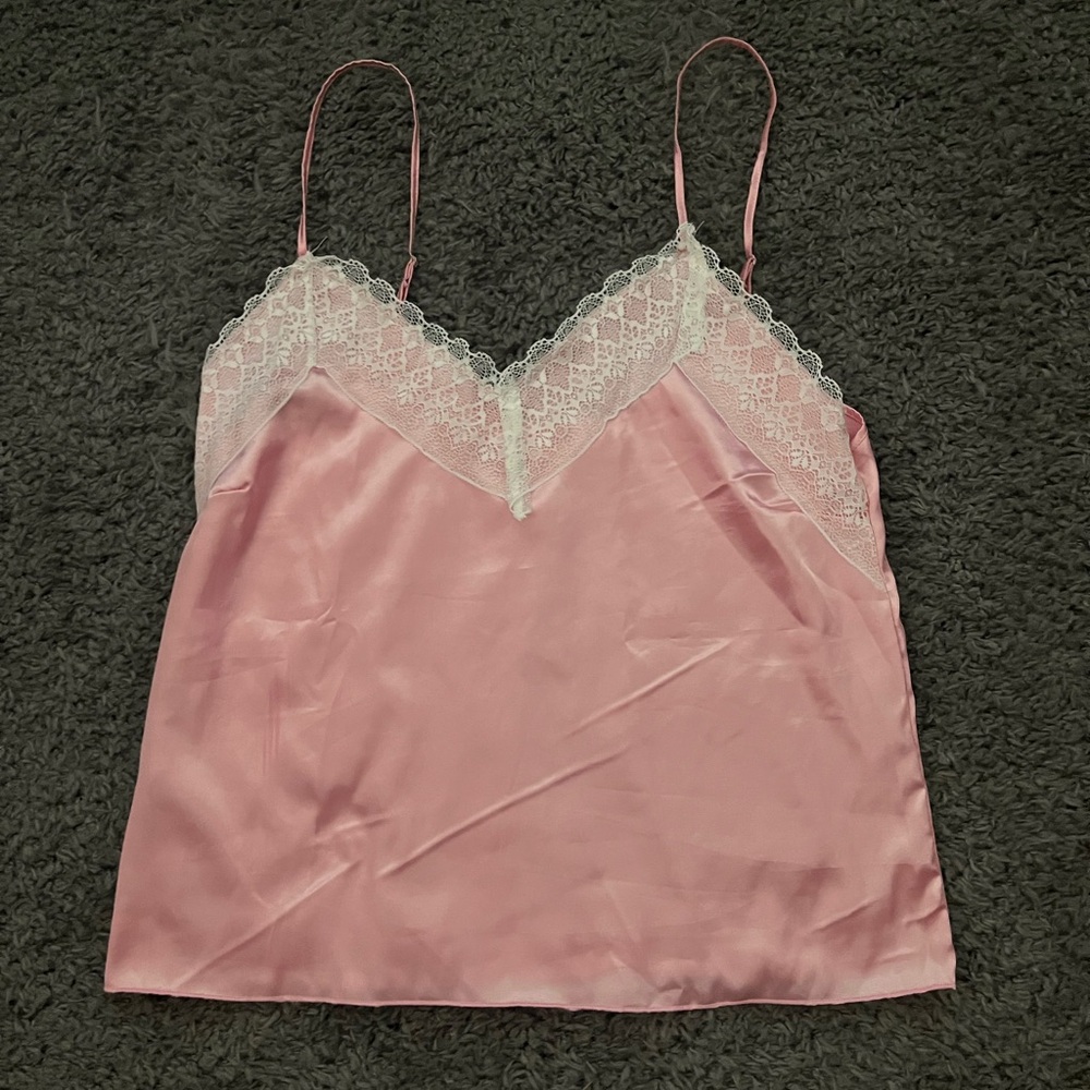 Pink silk/lace pajama top